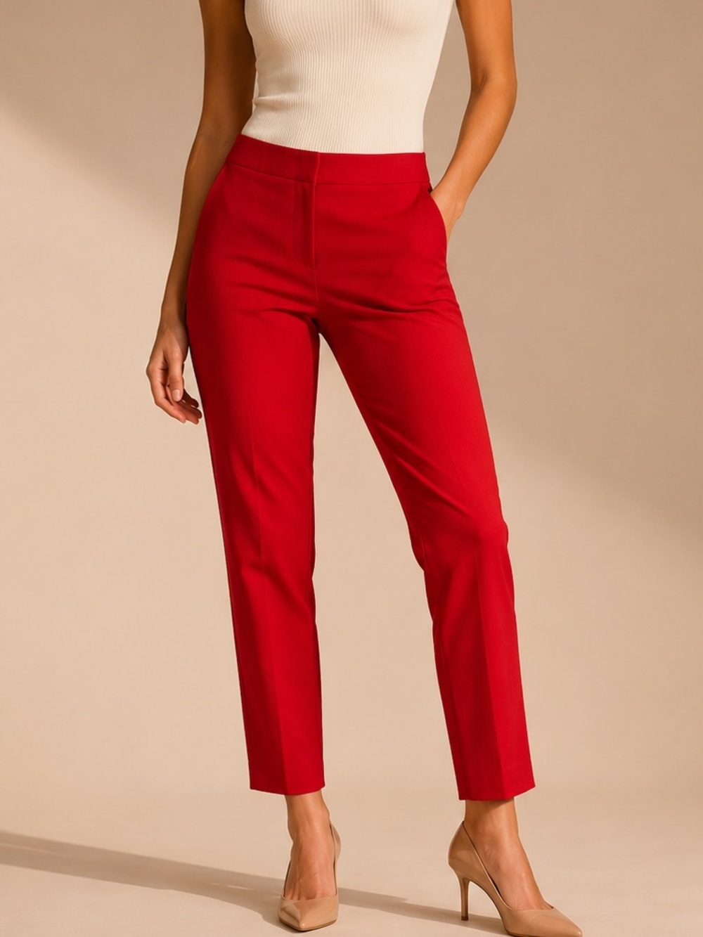 Dana Buchman Red Tailored Straight Leg Dress Pants Size 8